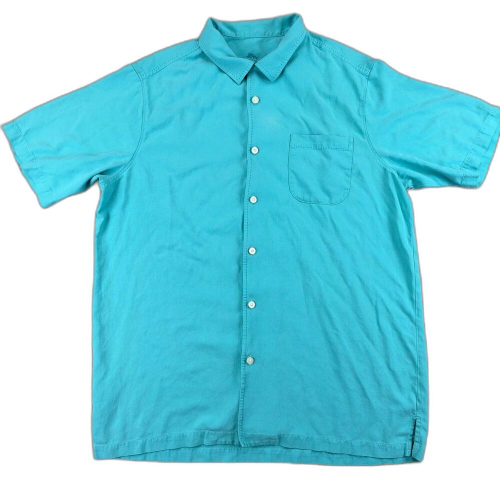 Tommy Bahama Men's XLT Teal Blue Luxe Silk Camp 100% SiLk Resort Casual Shirt
